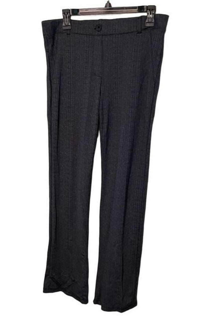 Betabrand Dress Pant Yoga Pants Gray Geometric Print Long Large
